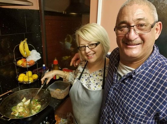 Helping me cook or maybe I'm helping him cook!! Will miss you and your infectious laugh and jokes and the Black Eggs. 🙏🙏🙏💔💔💔💔