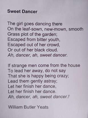 Sweet Dancer   W. B Yeats