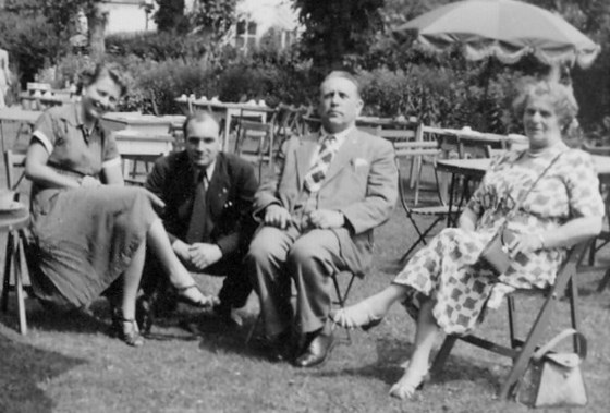 Mum, Dad, Grandad and Nan Nan July 1951. Bramber, Sussex. Dad's Aunt Agnes ran the tea rooms
