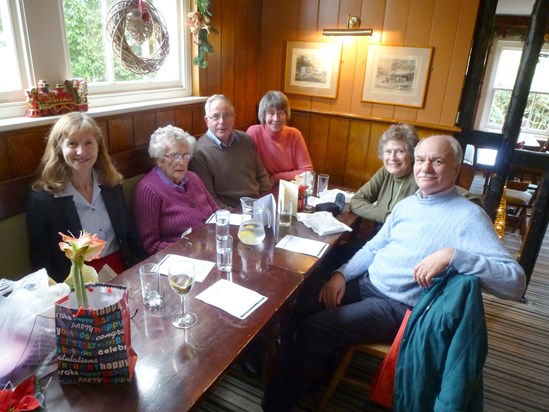 Mum's 99th birthday lunch with friends and neighbours from Denmead.