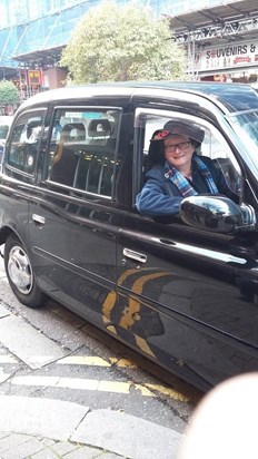 Only Gill could sweet talk a cabbie into letting her drive!  Remembrance Weekend Nov 2016 or 2017