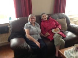 Rachel and Joyce holding hands at Joys A good friend and neighbour she loved my dumplings will be sadly missed 