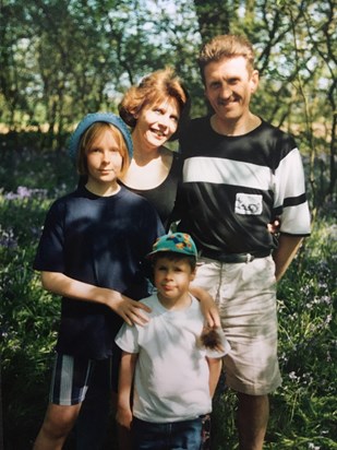 Judy, Graham, Ruth and Lewis in Bluebell Wood