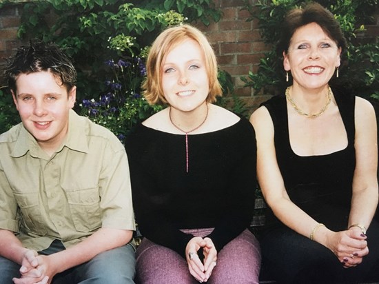 Judy, Ruth and Lewis in the garden