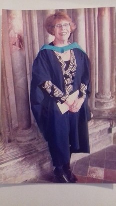 Graduating at Ely Cathedral for OU, proud moment her her and "all" the family.