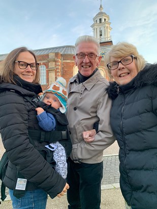 Outside St George’s Theatre... you can see Frederick gets his blue eyes from his Grandma  