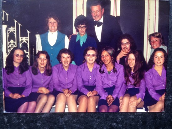 Judy worked at the Windmill Theatre. Here she is with the rest of the staff.