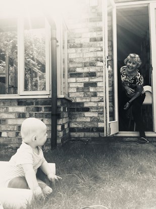 Mum playing peekaboo with Jasper