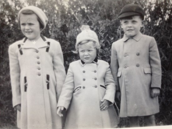 With sister Liz and brother David