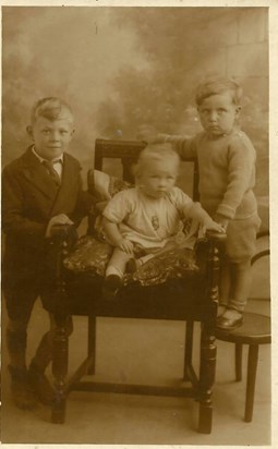 Harold, Derek (on chair) and Roy taken about 1928