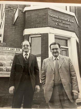 Rodney and John Costley his partner in the estate agency business on Liverpool St, Salford in 1979