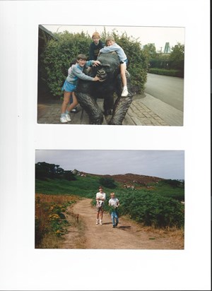 Austen, Anthony and Stuart at London Zoo and the bottom one at the Scilly Isles