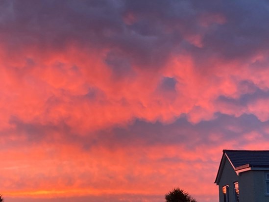 sunset over Treague, Hayle 2022 w Nola, Shaun, Rachel and Molly