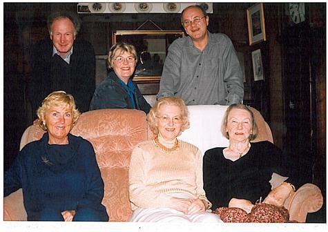 Michael, Julia, Nick behind Caroline, Aunt Mollie and our mother, Cynthia in Moon Cottage