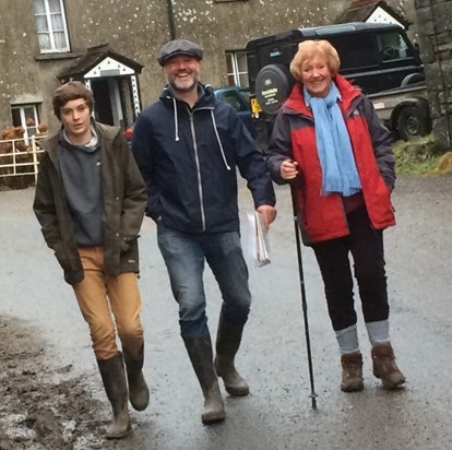 Mum enjoying walk in the Lake District with Simon and Oscar