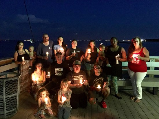 Candlelight vigil in memory of Jonathon Conte, Memorial Day (May 30th) at the Ballast Point Park Pier, Tampa, FL