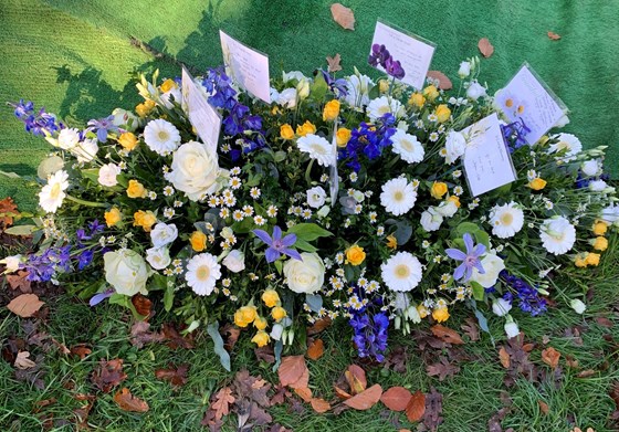 Floral tribute for Russell Cook