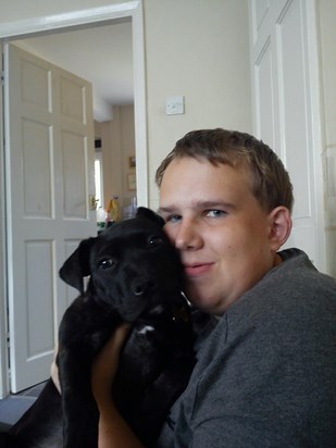 Ste with his puppy roxy 