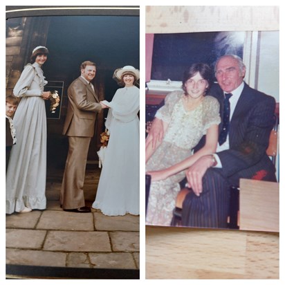 My lovely cousin as my bridesmaid 43 yrs to the day (5th April) and with her wonderful dad. God bless you both. XxInCollage 20230409 094327118