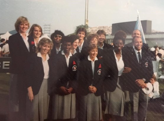 GB Students Women's Basketball Team at the Opening Ceremony _World Univ Games 1985, Kobe, Japan