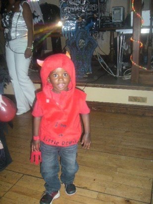 D'mari Lisa's son dressed as a Red Devil 