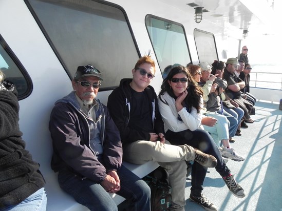 Dad, Kean & Sadie on whale watch