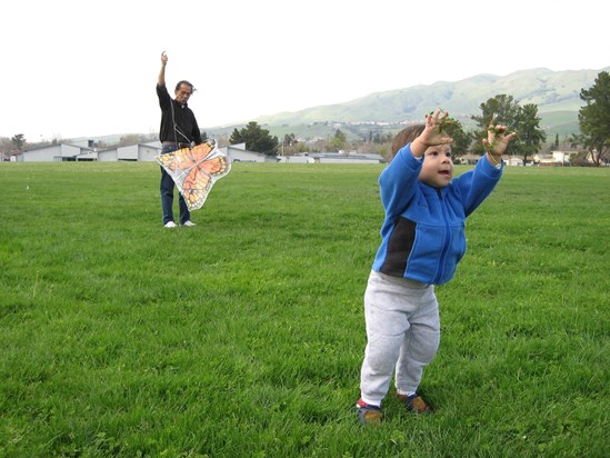 Dad Kiting with 2 yr old Grandson Joshua