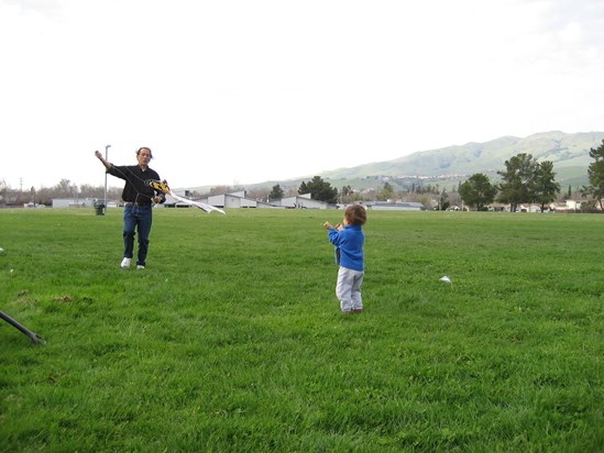 Dad Kiting with 2 yr old Grandson Joshua