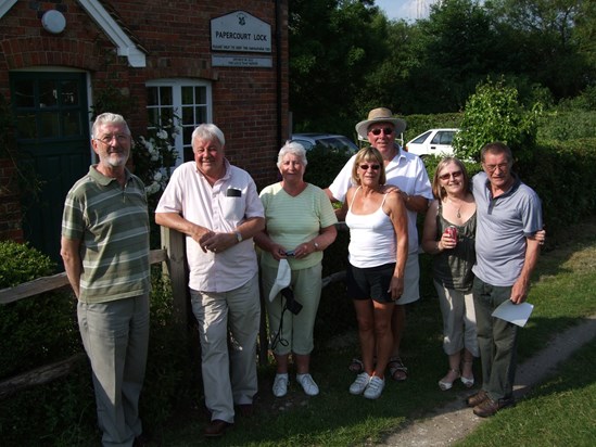 Peter with some of his family at Papercourt Lock Cottage. June 2008