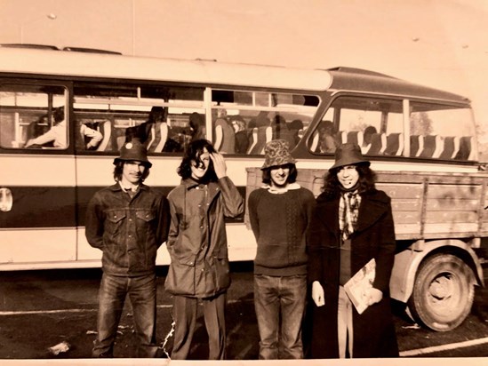 1971 or 1972- motorway services, en route for a school trip to the Lake District. Martin Henson, Graham (Bill) Bailey, and Colin Butcher (From Martin Henson) 