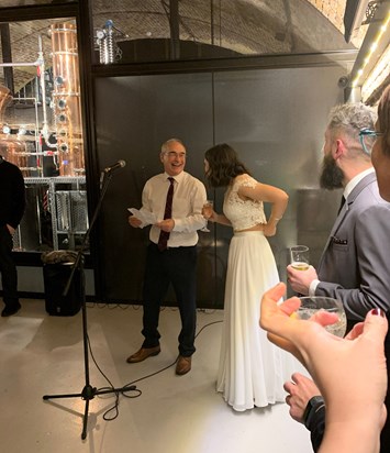 Phil giving his Father of the bride speech at Becki and Dan’s wedding December 2019