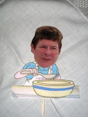Elsie supping her porridge