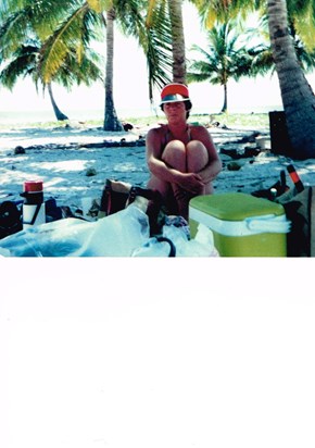 Guarding the rum punch! (Belizean Cayes Trip 1980)