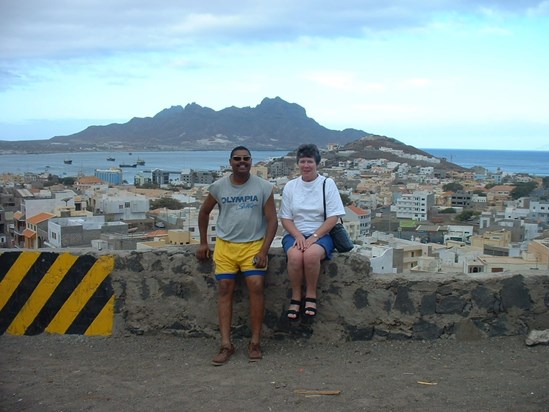 Elsie and our taxi driver - Cape Verde