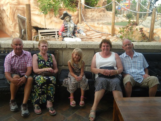 Tenerife 2013 - Zoe with both sets of grandparents
