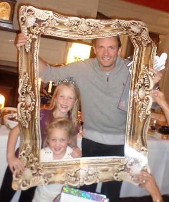 Amelia and Evie with Gav’s 40th bday frame 