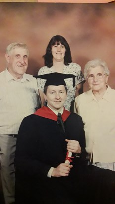 Mum (the source of all the brainy genes within the family!) and Ted with Paul and Liz