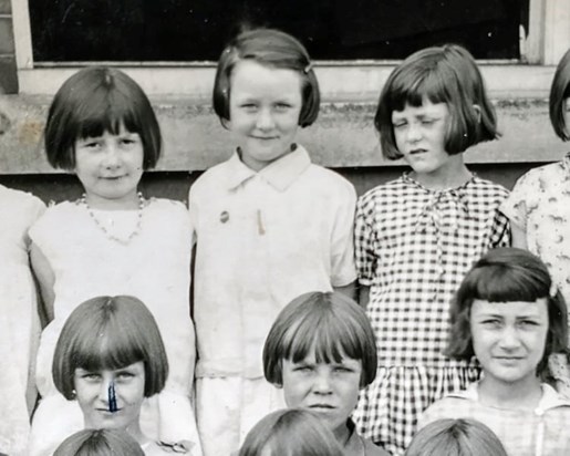 Joan with classmates at Chesterfield Road school