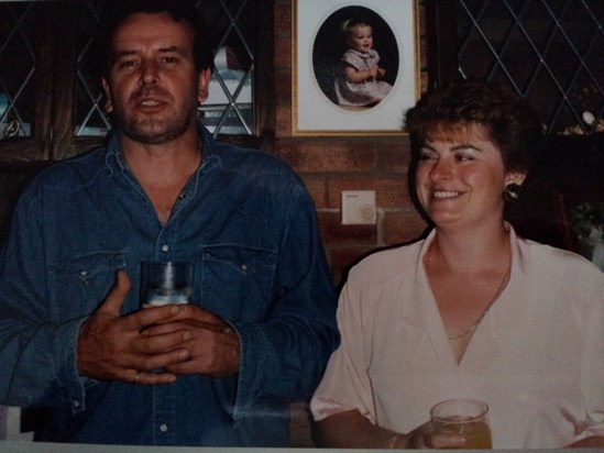April 1991 at Debra's 31st Birthday Party, Greenway Close, Colindale, NW9. Julie with old flame Peter. Lovely to see Peter with his now wife, when we said goodbye to Julie x