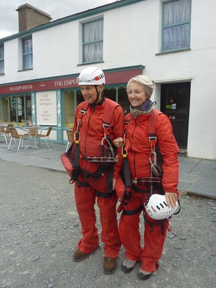 David giving Val courage to do the zip-wire