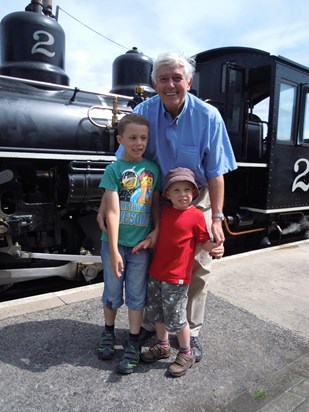 What is it with Boys and steam engines? Tony, Boris and Ivan at Brecon Mountain Railway 2014