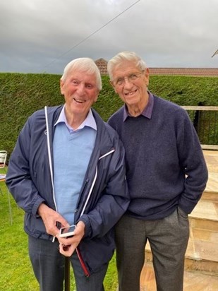 Roger Grist and John .Old school friends. Warminster 2021