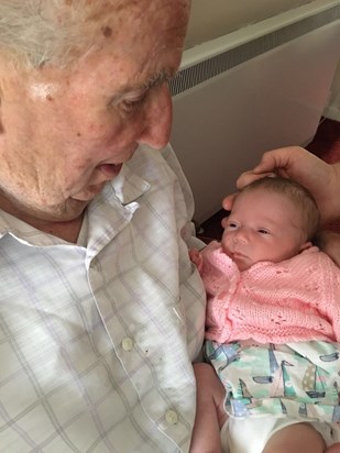 Bob meeting his Great Granddaughter Megan.