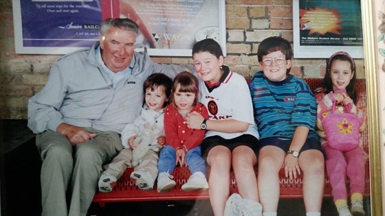 Bob with 5 of his grandchildren at Lynn station in 1997