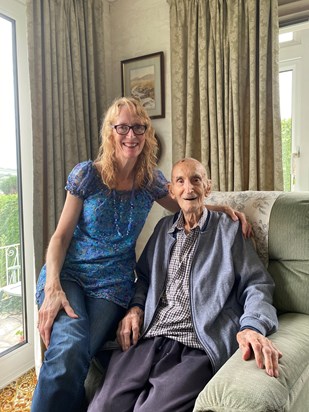 Sue with Dad on his 99th Birthday 