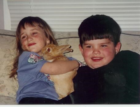 maggie and ben with bunny, bens about 5 here.