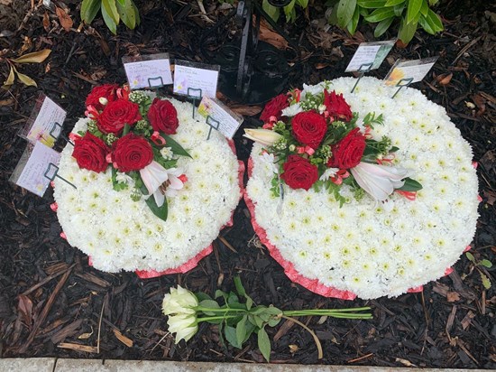 Floral tributes for Kay Pymer