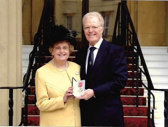 Mum and Dad at Buckingham Palace when Dad received his OBE from the Queen.