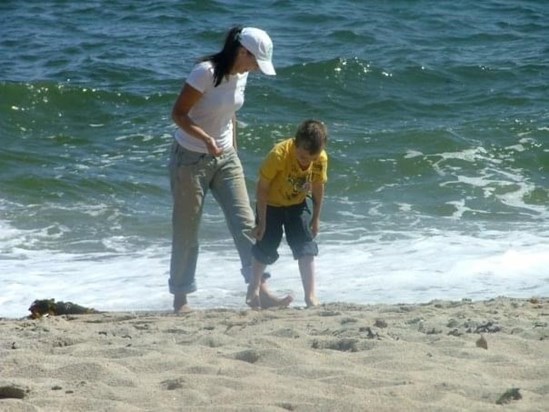 Young George with Heidi. On Carlyon Beach, Cornwall 😍😍😘😘