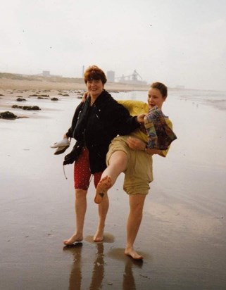 Mum and I on Redcar beach